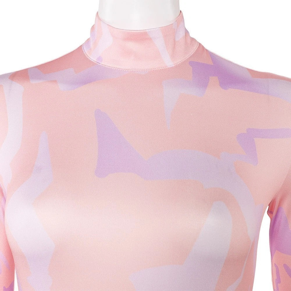 KPop Demon Hunters Bodysuit Pink Demonic Pattern Anime Cosplay Jumpsuit