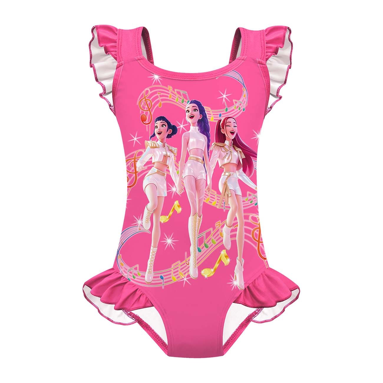 K-Pop Girls Swimsuits Rumi Mira Zoey Cosplay Printed Swimwear with Cap