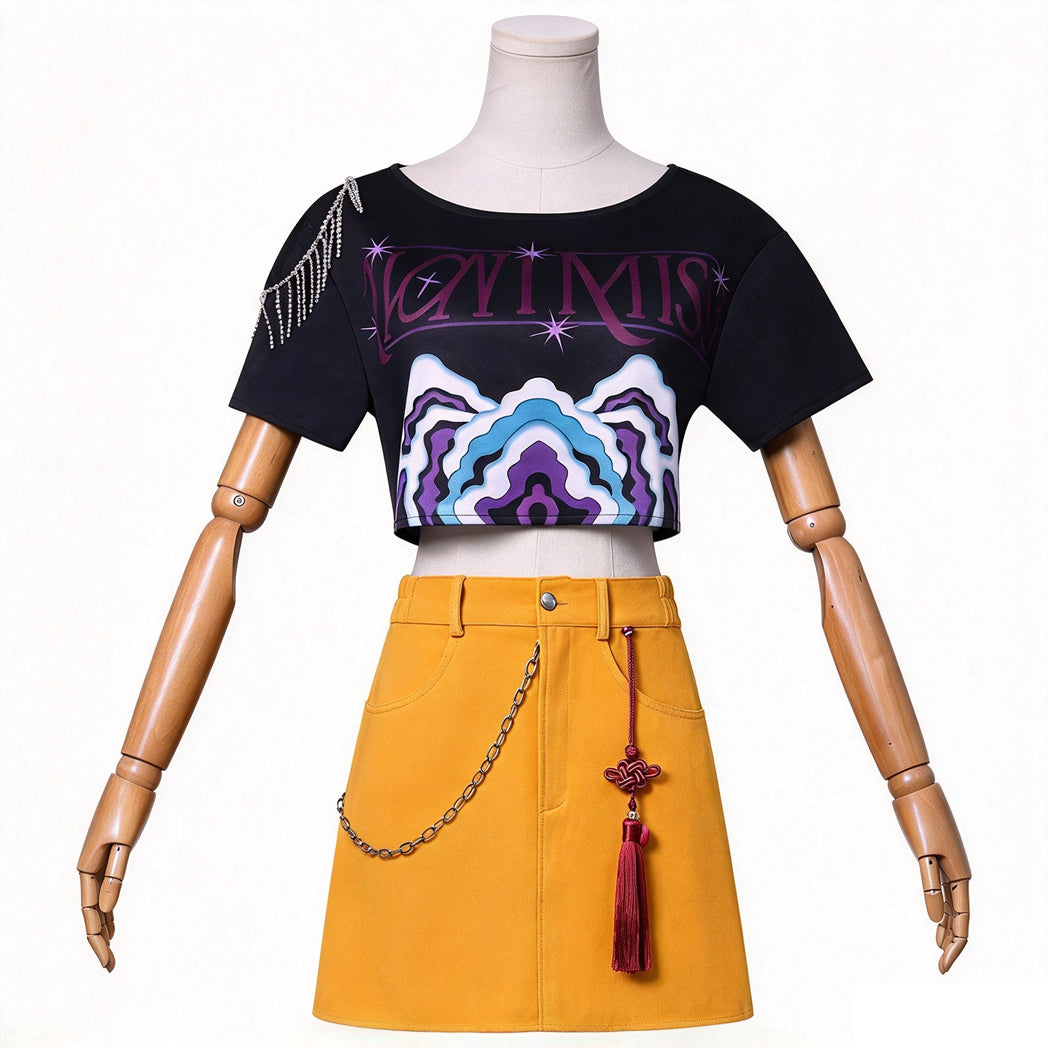 KPop Mira Costume Fashion Stage Performance Outfit Mira Cosplay Top Skirt and Accessories