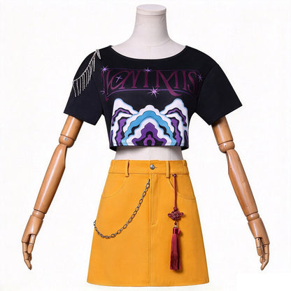 KPop Mira Costume Fashion Stage Performance Outfit Mira Cosplay Top Skirt and Accessories