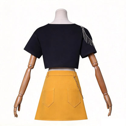 KPop Mira Costume Fashion Stage Performance Outfit Mira Cosplay Top Skirt and Accessories