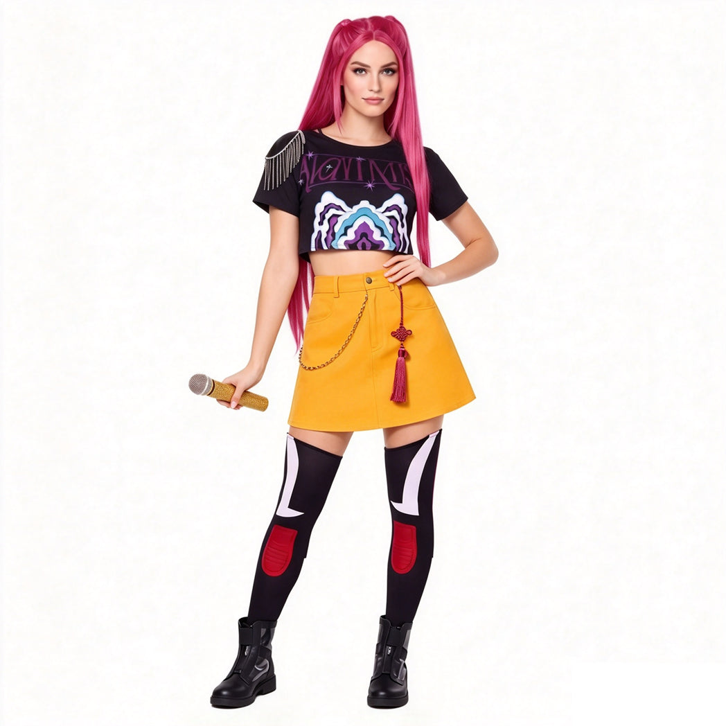 KPop Mira Costume Fashion Stage Performance Outfit Mira Cosplay Top Skirt and Accessories