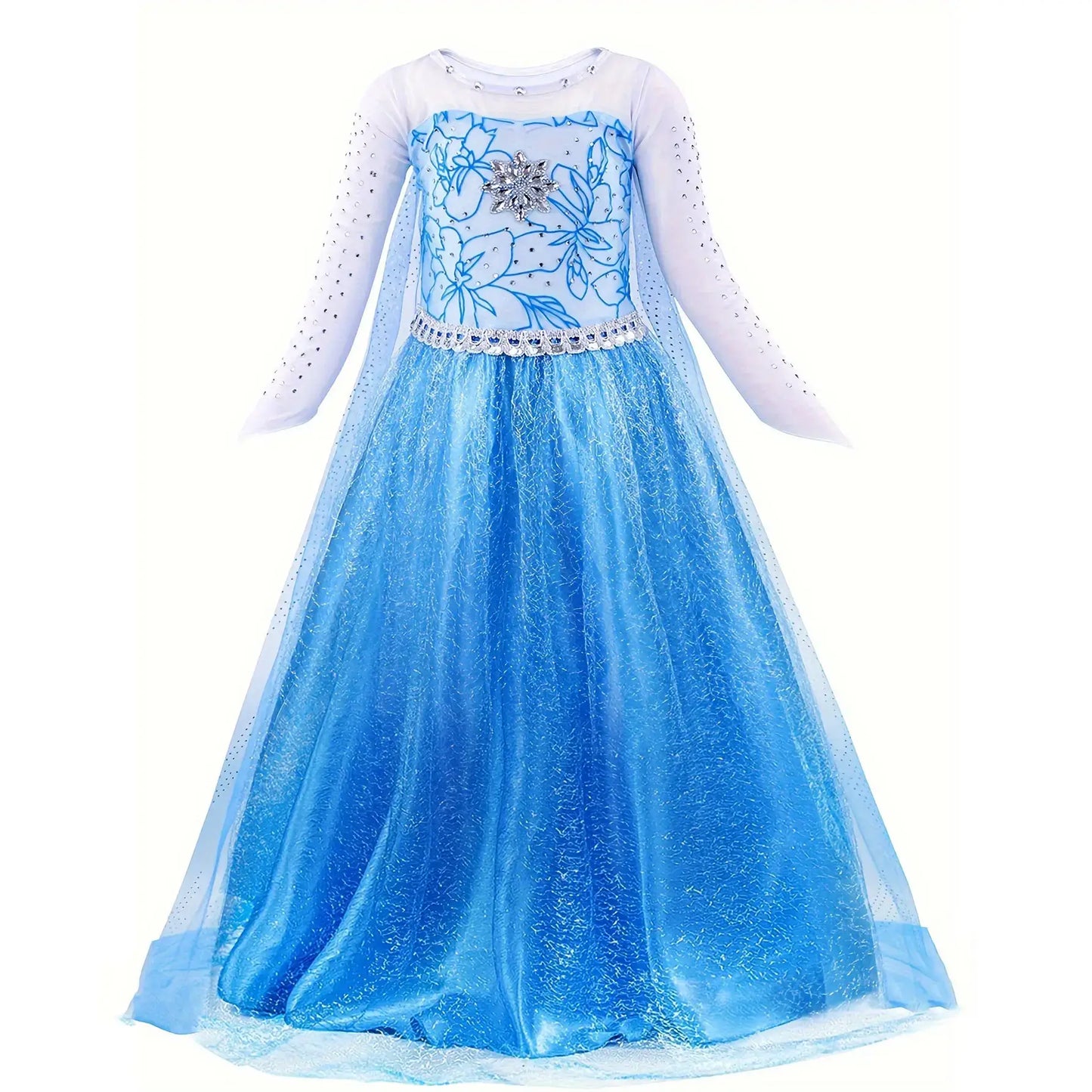 Vestido de Princesa Elsa con Luces para Niñas, Vestido de Princesa de Hielo y Nieve para Halloween y Navidad