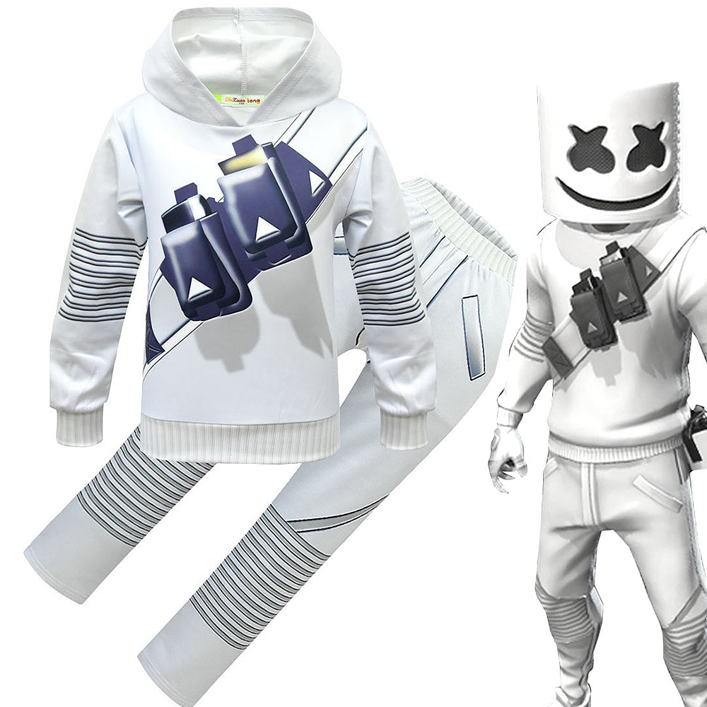 Adults Marshmallow Costume DJ Rock Music Party Halloween Cosplay Outfit