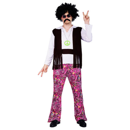 Déguisement Homme Hippie Années 70 80 Tenue Disco Adulte Rétro Rock pour Soirées à Thème