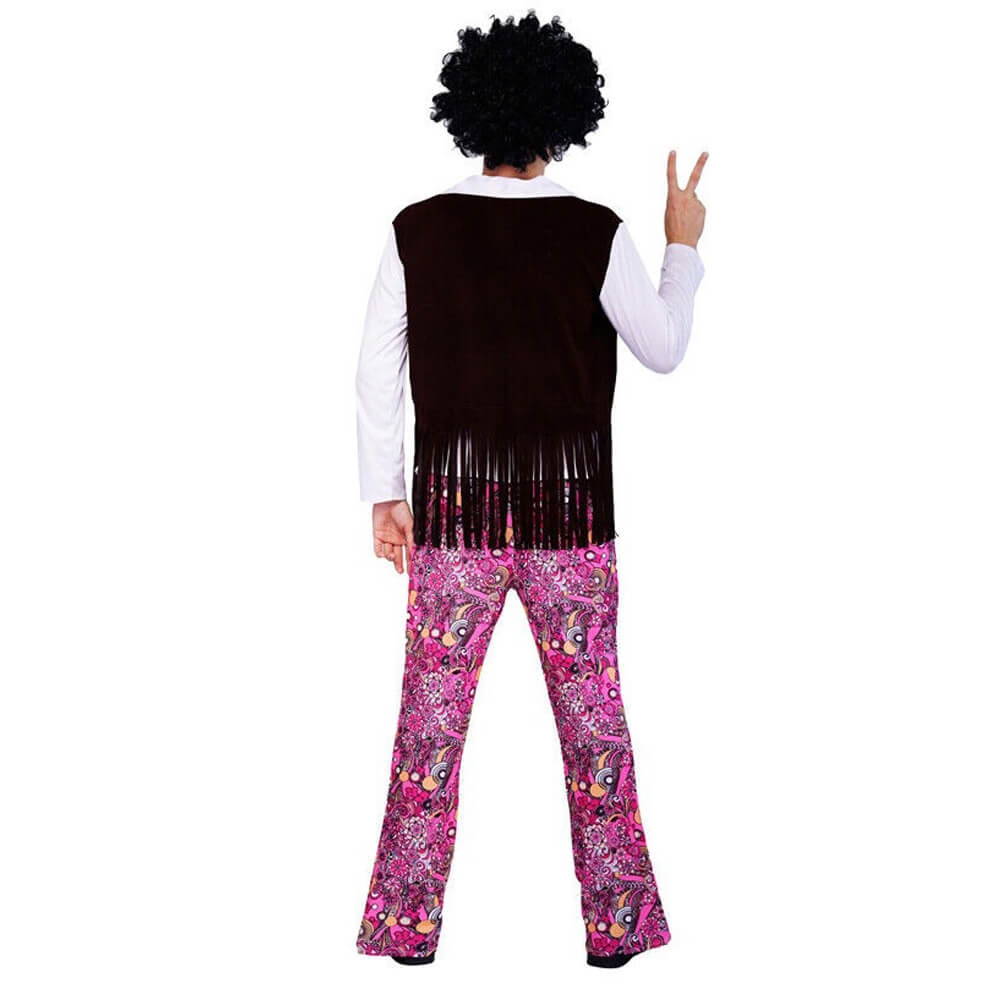 Déguisement Homme Hippie Années 70 80 Tenue Disco Adulte Rétro Rock pour Soirées à Thème