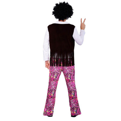 Déguisement Homme Hippie Années 70 80 Tenue Disco Adulte Rétro Rock pour Soirées à Thème