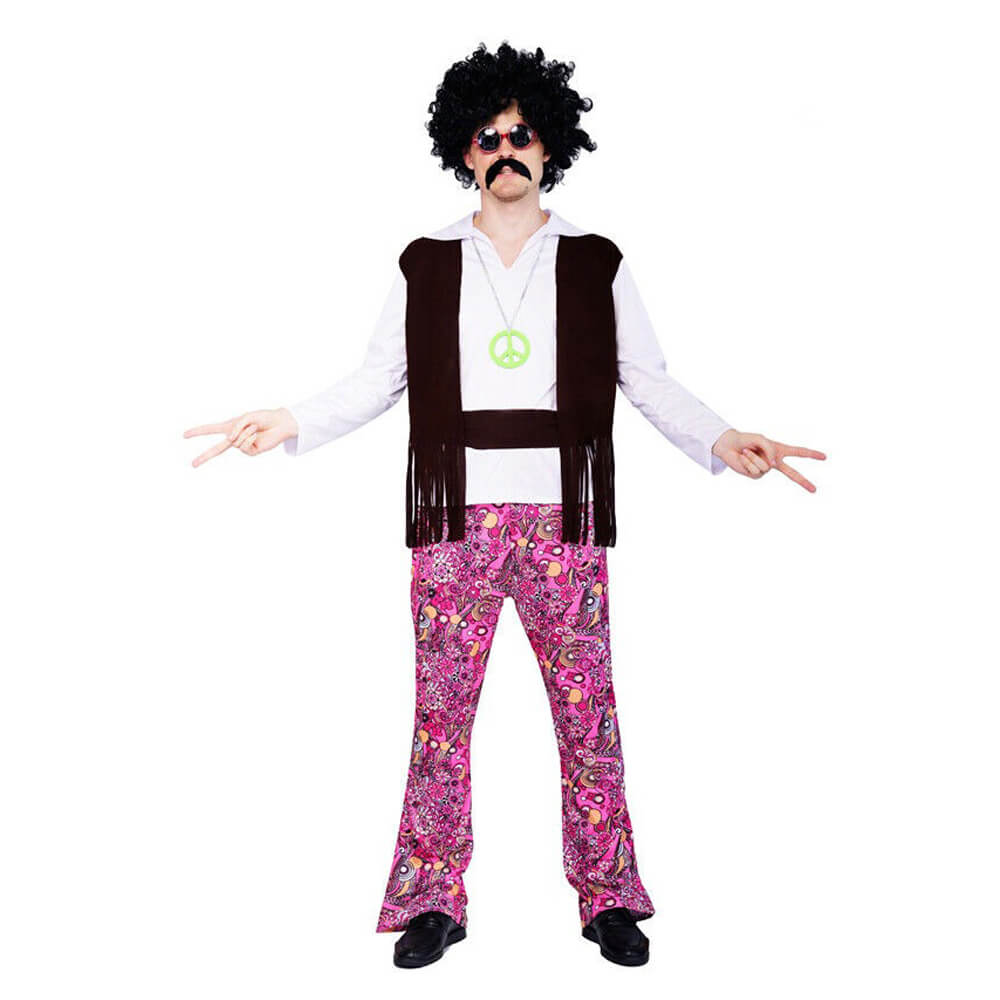 Déguisement Homme Hippie Années 70 80 Tenue Disco Adulte Rétro Rock pour Soirées à Thème