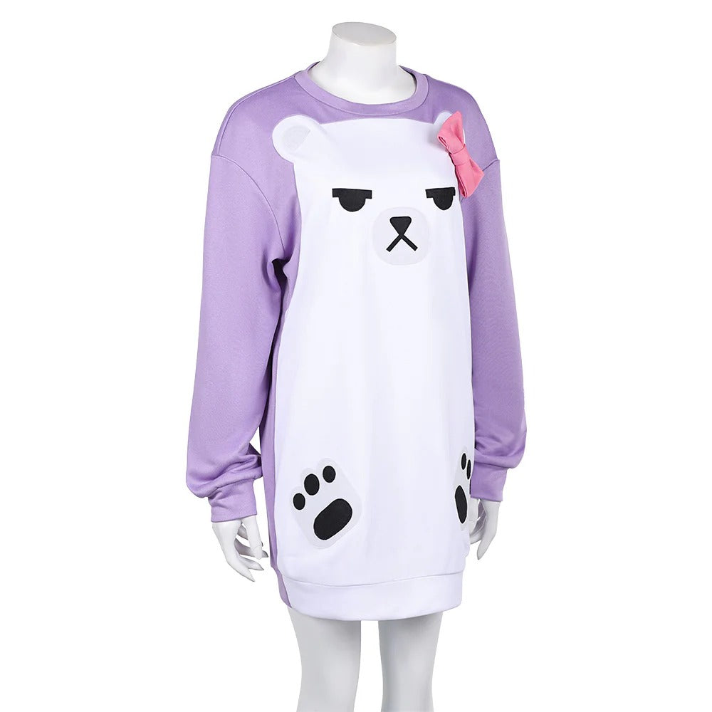 Mira Purple Bear Sweatshirt Dress KPop Mira Purple Long Sleeve Casual Loungewear