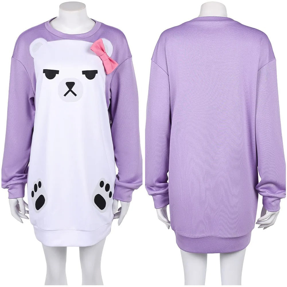 Mira Purple Bear Sweatshirt Dress KPop Mira Purple Long Sleeve Casual Loungewear