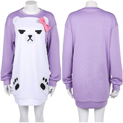 Mira Purple Bear Sweatshirt Dress KPop Mira Purple Long Sleeve Casual Loungewear