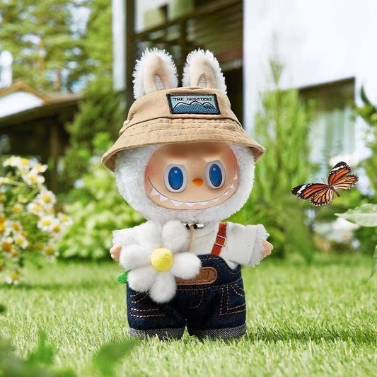6.7'' Plush Doll Labubu Keychain The Monsters Plush Toy with Clothes Hat