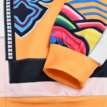 Girls Orange Hoodie Pop Star Cosplay Costume Hooded Zip-up Sweatshirt and Pants for Cosplay