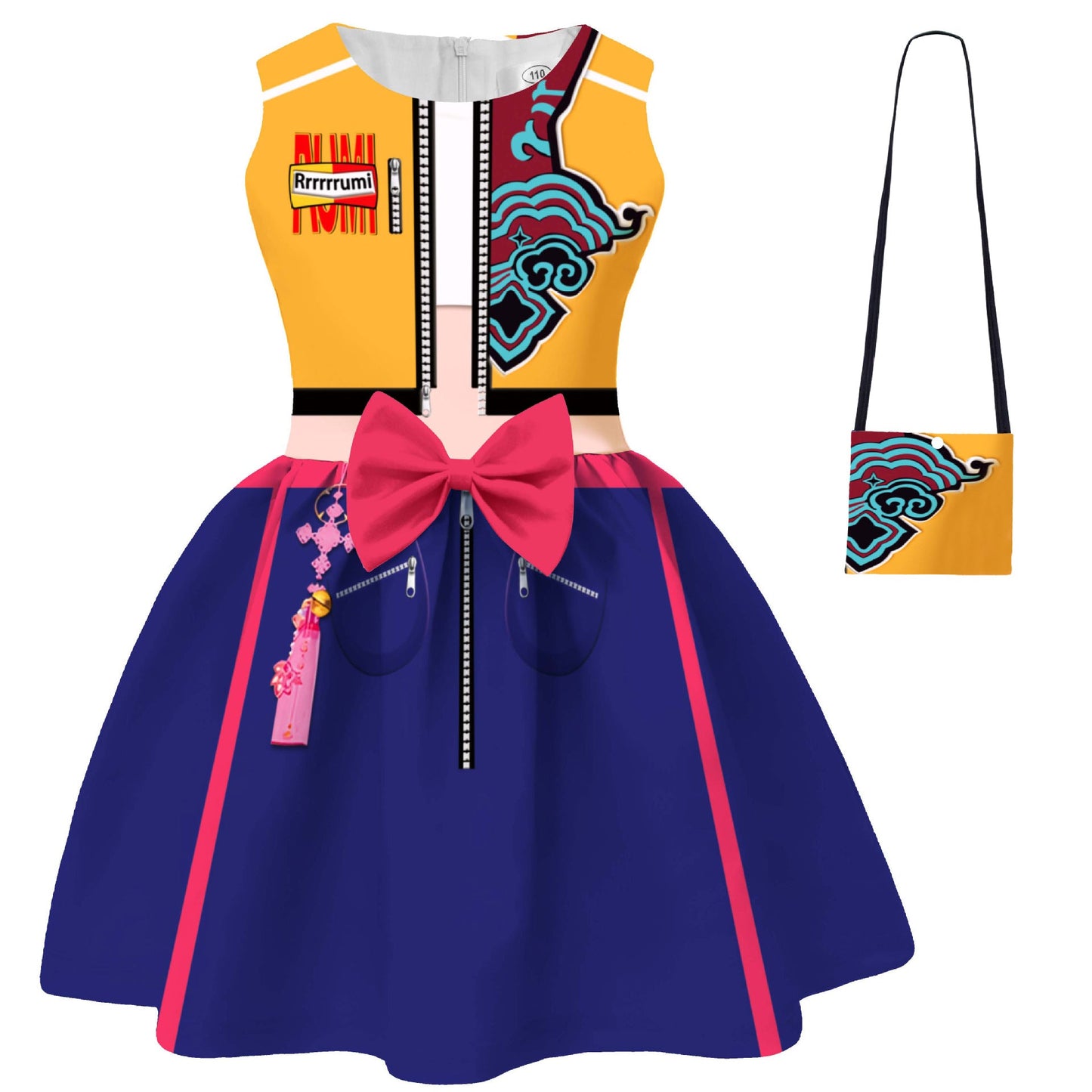 Déguisement d'Halloween pour Filles, Robe de Performance de Pop Star et Sac pour Fête Cosplay