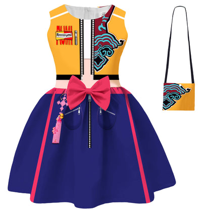 Girls KPop Dress Fashion Pop Star Rumi Mira Zoey Daily Dress w/ Bag for Cosplay Party