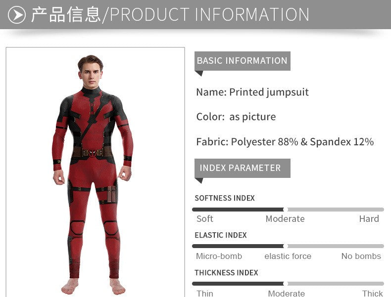 Mono de cosplay de Wolverine y Deadpool 3, mallas estampadas, de nueva llegada