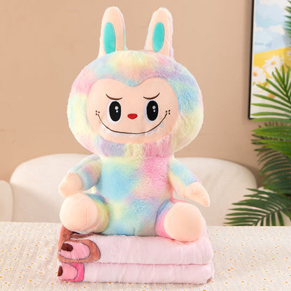 23.6in Plush Labubu with Blanket Set The Monster Soft 2 in1 Doll Foldable Cushion