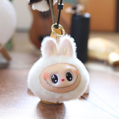 7pcs Cute Plush Pendant 4.7'' 2nd Generation Labubu Head Vinyl Pendant Plush Toy Keychain