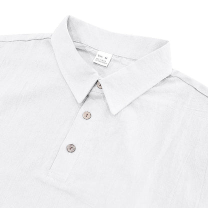 Men's Summer Patriotic T-shirt Breathable Linen Polo with American Flag on Left Sleeve