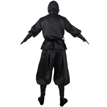 Disfraz de Ninja Japonés Totalmente Negro Top con Capucha y Pantalones Disfraz de Halloween