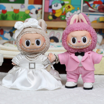 6.7in Labubu Clothes 2 Piece in Bundle Cute Couple Plush Doll Outfits Accessories