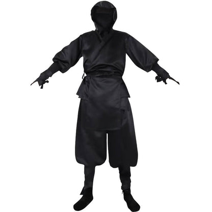 Disfraz de Ninja Japonés Totalmente Negro Top con Capucha y Pantalones Disfraz de Halloween