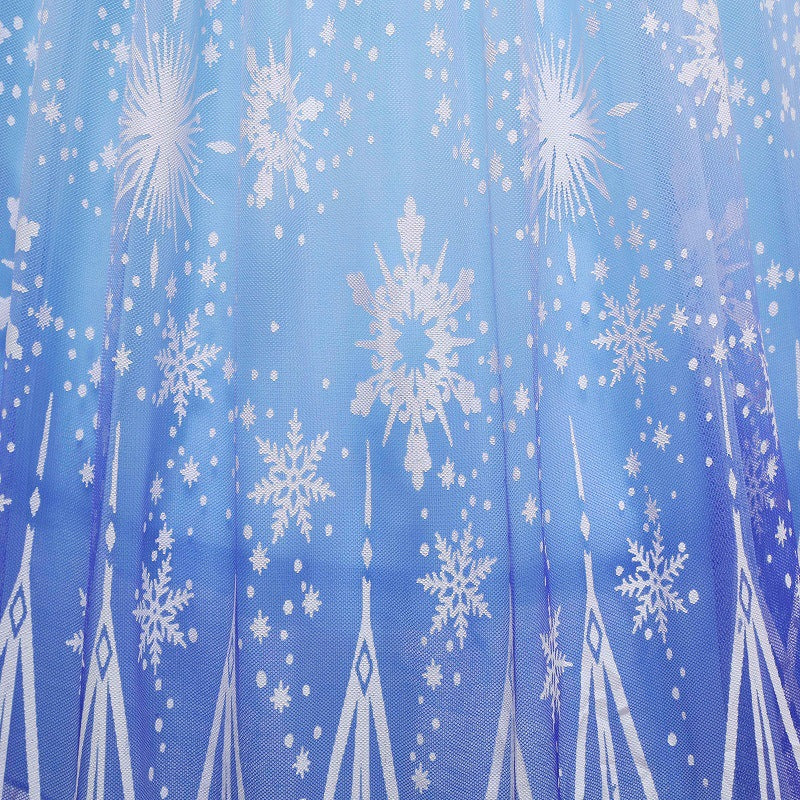 Vestido de princesa de Elsa para niñas, vestido luminoso con copo de nieve y cola, vestido de fiesta de cumpleaños