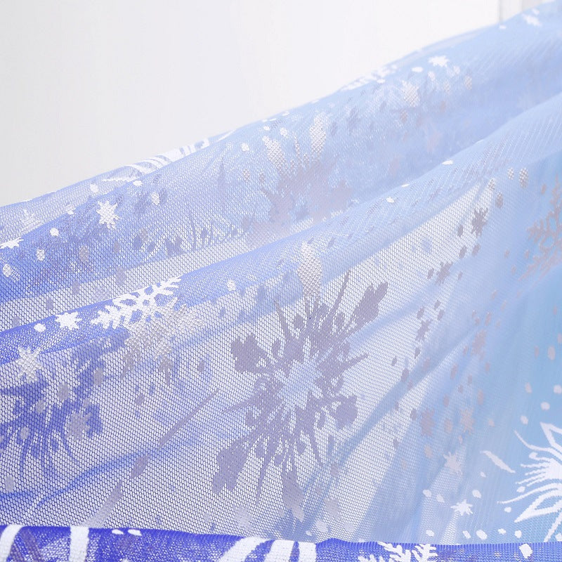 Vestido de princesa de Elsa para niñas, vestido luminoso con copo de nieve y cola, vestido de fiesta de cumpleaños