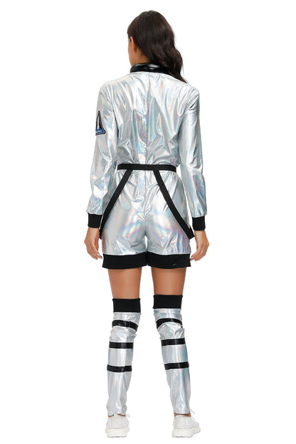 Adult couple wandering the earth in space suits