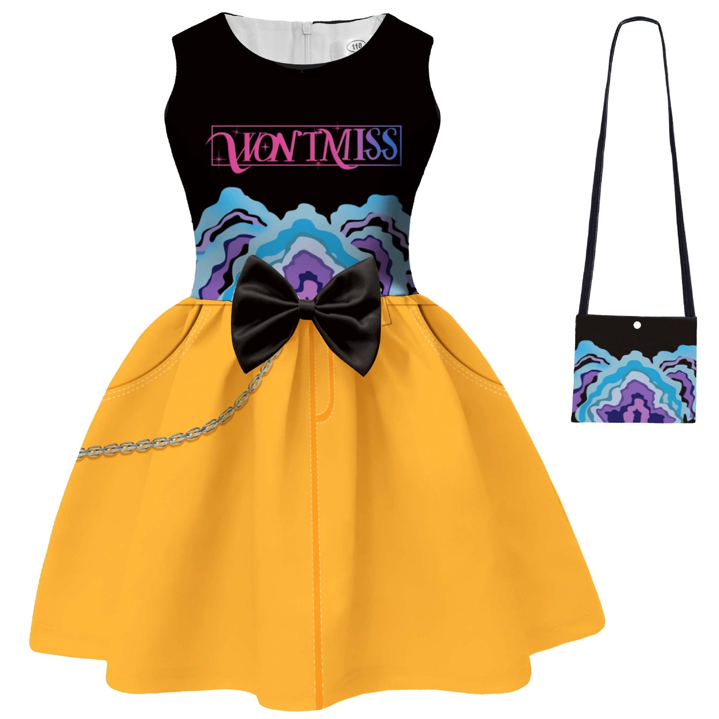 Déguisement d'Halloween pour Filles, Robe de Performance de Pop Star et Sac pour Fête Cosplay