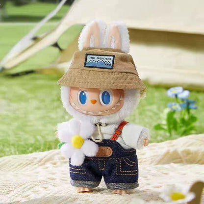 6.7'' Plush Doll Labubu Keychain The Monsters Plush Toy with Clothes Hat