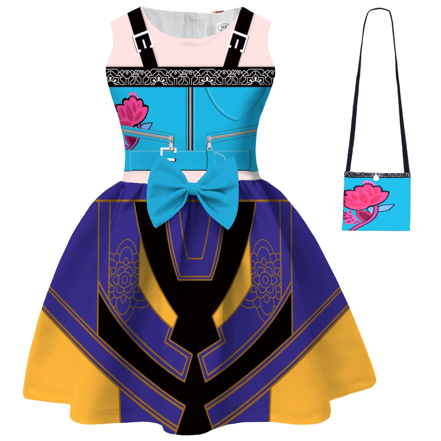 Déguisement d'Halloween pour Filles, Robe de Performance de Pop Star et Sac pour Fête Cosplay
