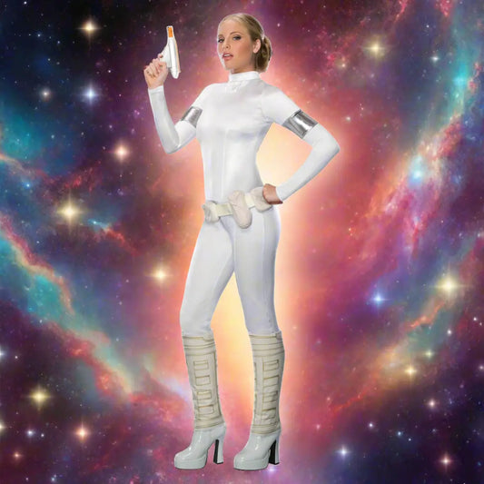 Padme Costume Princess Padme Amidala Two-piece White Action Attire on Geonosis