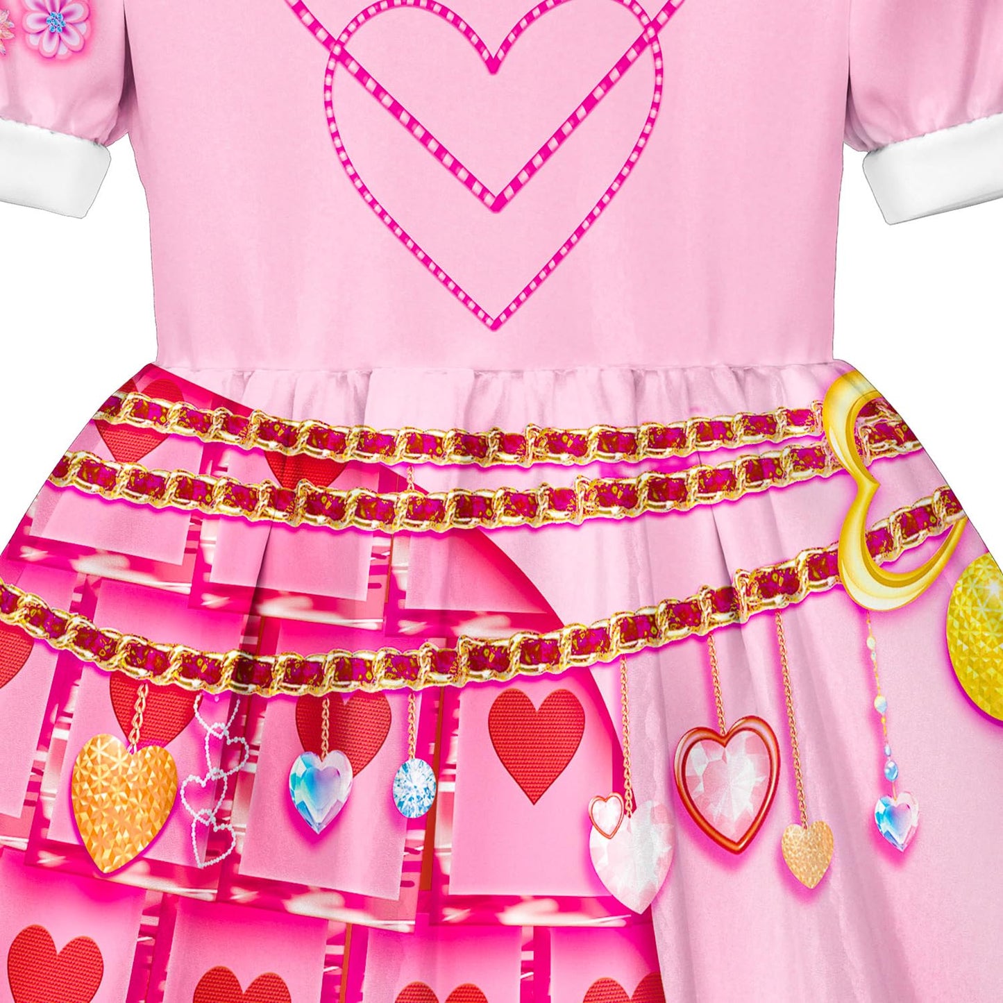 Déguisement Reine de Cœur Filles Adultes Princesse Bridget Robe Rose et Perruque pour Halloween Carnaval