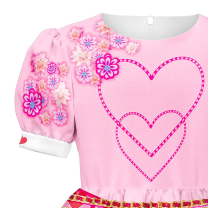 Déguisement Reine de Cœur Filles Adultes Princesse Bridget Robe Rose et Perruque pour Halloween Carnaval