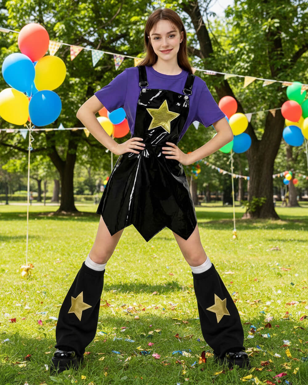 Deluxe Lily Love Braids PU Leather Costume Poppy Authentic 3-Piece Outfit for Kids and Adult