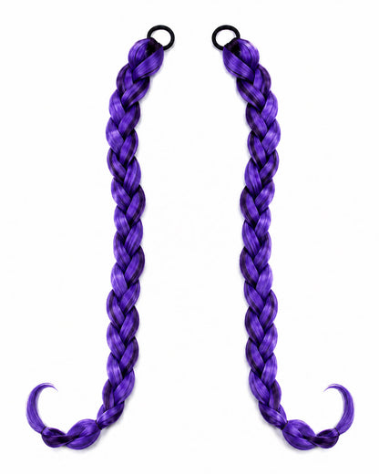 Women Purple Heart Braids Doll Costume PU Leather Dress with T-shirt and Matching Leg Sleeves for Theme Dress Up