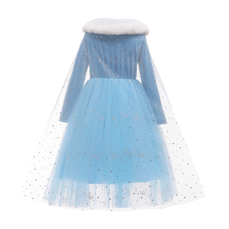 Warm Elsa Dress Winter Princess Elsa Cosplay Costume Party Dress Up Outfit