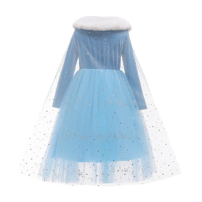Warm Elsa Dress Winter Princess Elsa Cosplay Costume Party Dress Up Outfit