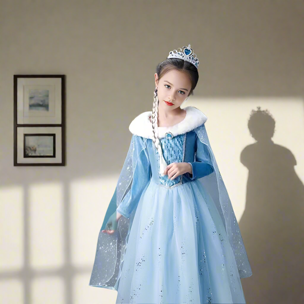 Warm Elsa Dress Winter Princess Elsa Cosplay Costume Party Dress Up Outfit