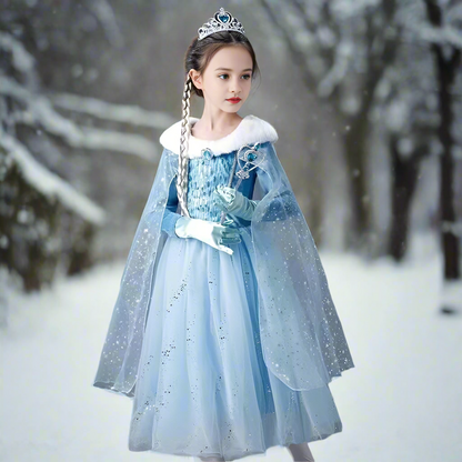 Warm Elsa Dress Winter Princess Elsa Cosplay Costume Party Dress Up Outfit