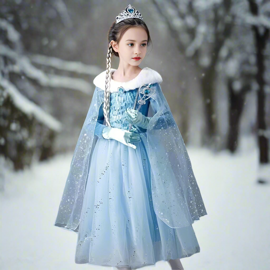 Warm Elsa Dress Winter Princess Elsa Cosplay Costume Party Dress Up Outfit