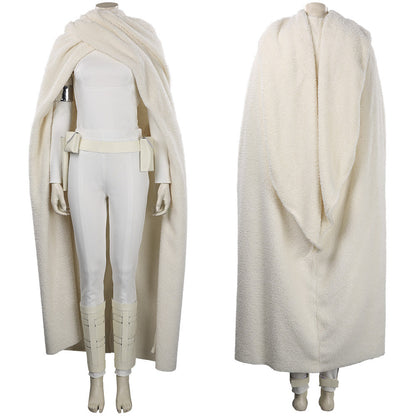 Padme Costume Princess Padme Amidala Two-piece White Action Attire on Geonosis