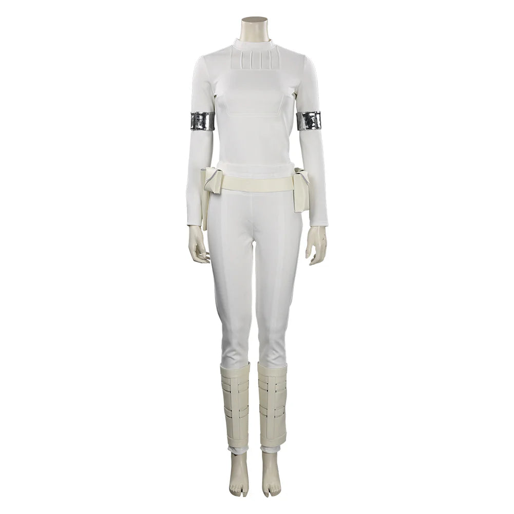 Padme Costume Princess Padme Amidala Two-piece White Action Attire on Geonosis