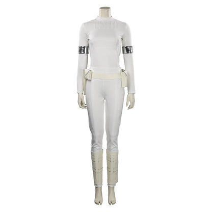 Padme Costume Princess Padme Amidala Two-piece White Action Attire on Geonosis