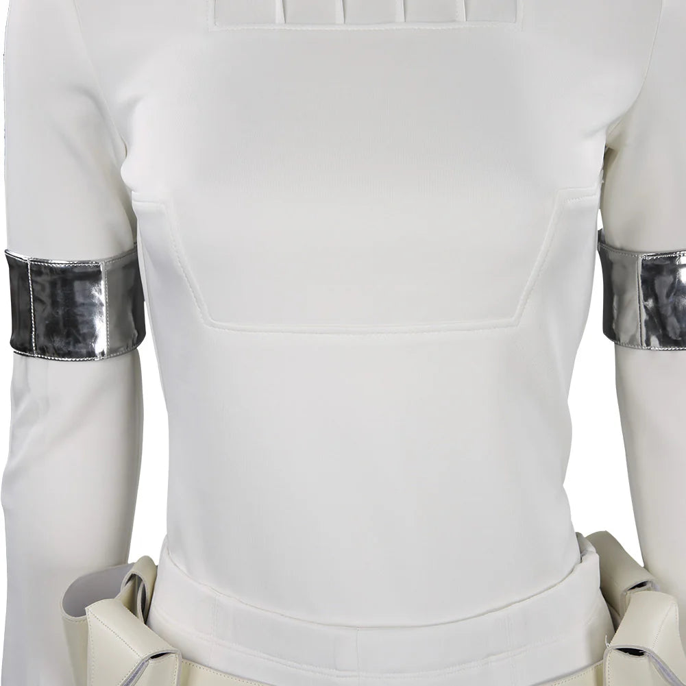 Padme Costume Princess Padme Amidala Two-piece White Action Attire on Geonosis
