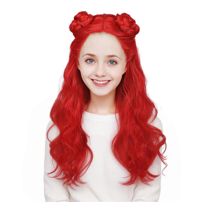 Filles La montée de la robe rouge princesse Costume rouge et perruque pour le carnaval d'Halloween