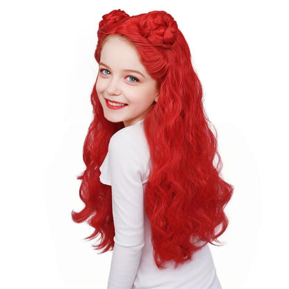 Filles La montée de la robe rouge princesse Costume rouge et perruque pour le carnaval d'Halloween