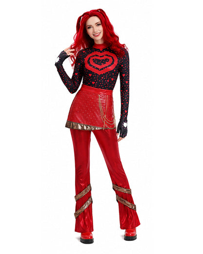 Red Princess Costume Movie 5 Red Shirt PU Leather Skirt with Gloves and Accessories for Cosplay Parties
