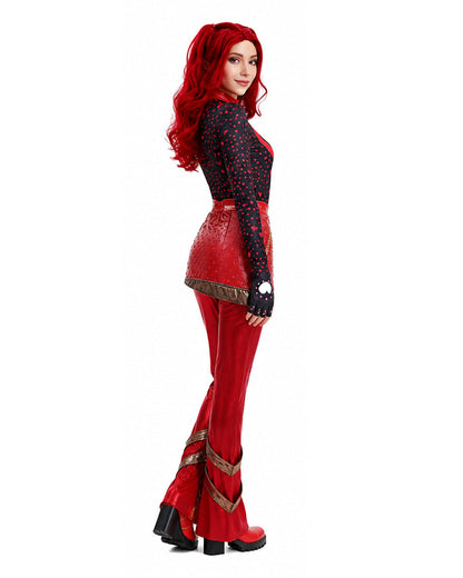 Red Princess Costume Movie 5 Red Shirt PU Leather Skirt with Gloves and Accessories for Cosplay Parties
